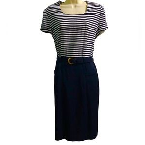 Vintage 1980s Danny & Nicole Office Fashion Belted USA‎ Made Dress Women’s 14